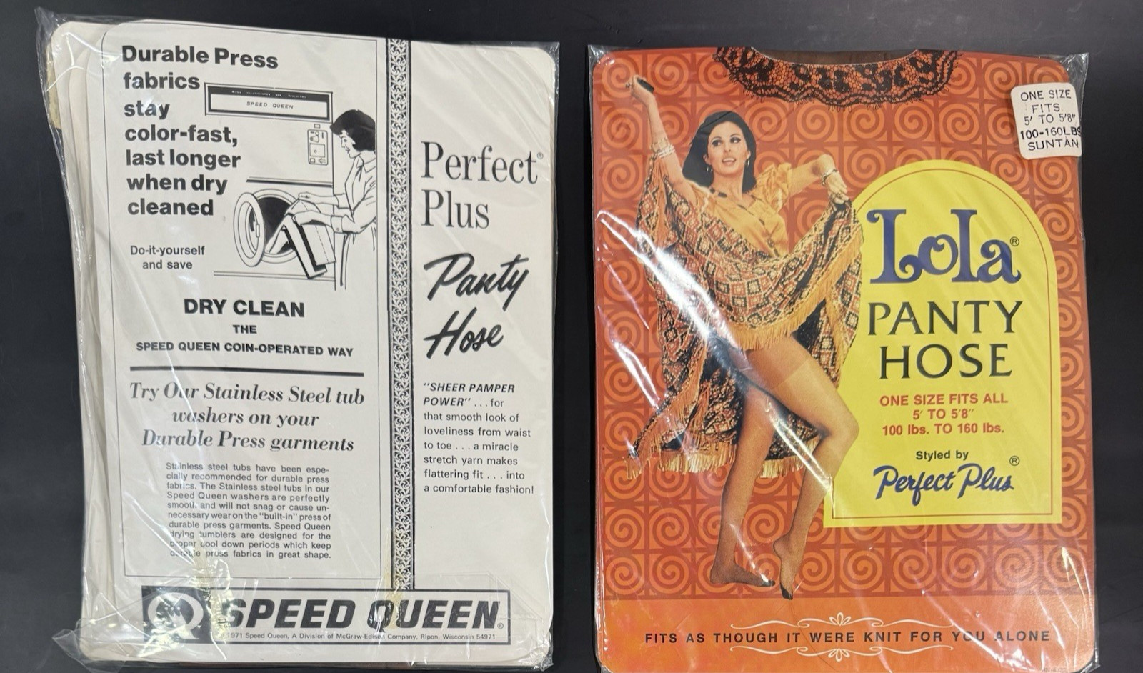 Vintage 1971 Lola Panty Hose Suntan Lot 2 NOS Mod Retro Hosiery 5′-5’8 100-160lb
