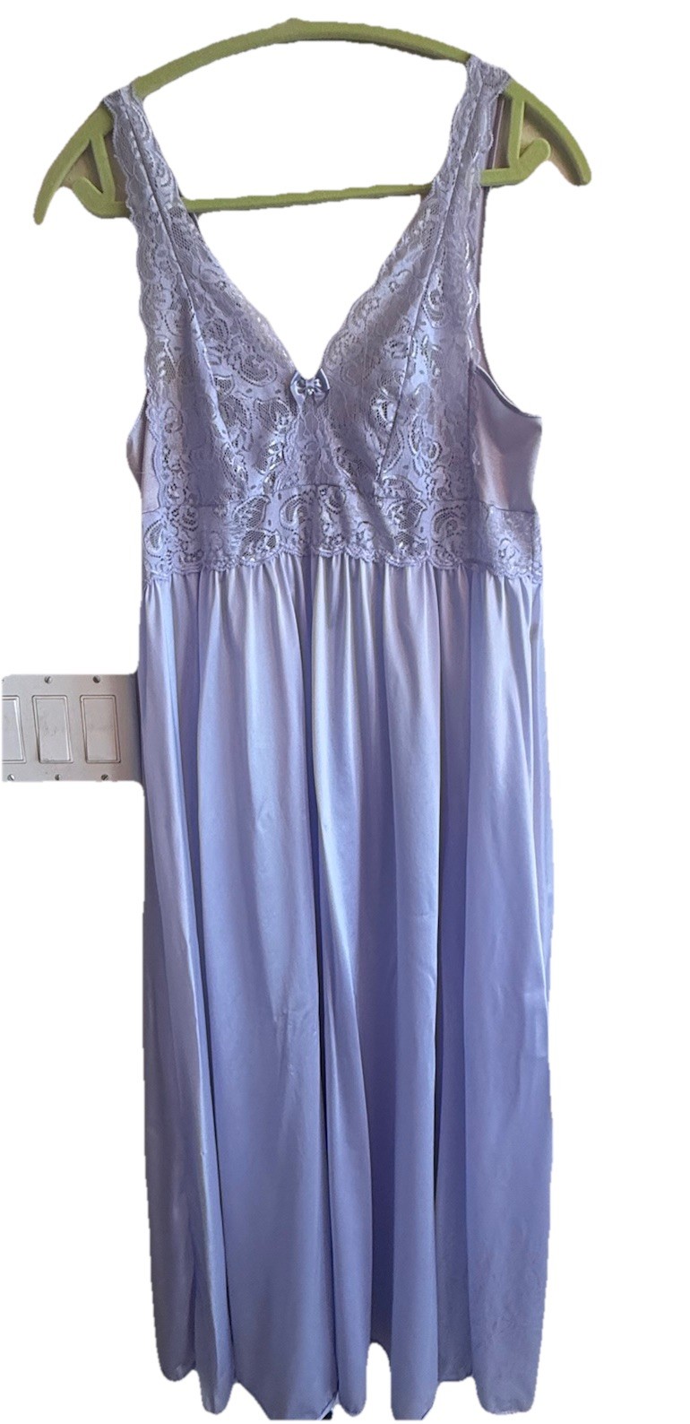 Vintage Shadowline New Peignoir Set Robe & Gown Size L Nylon Lavender Long Set