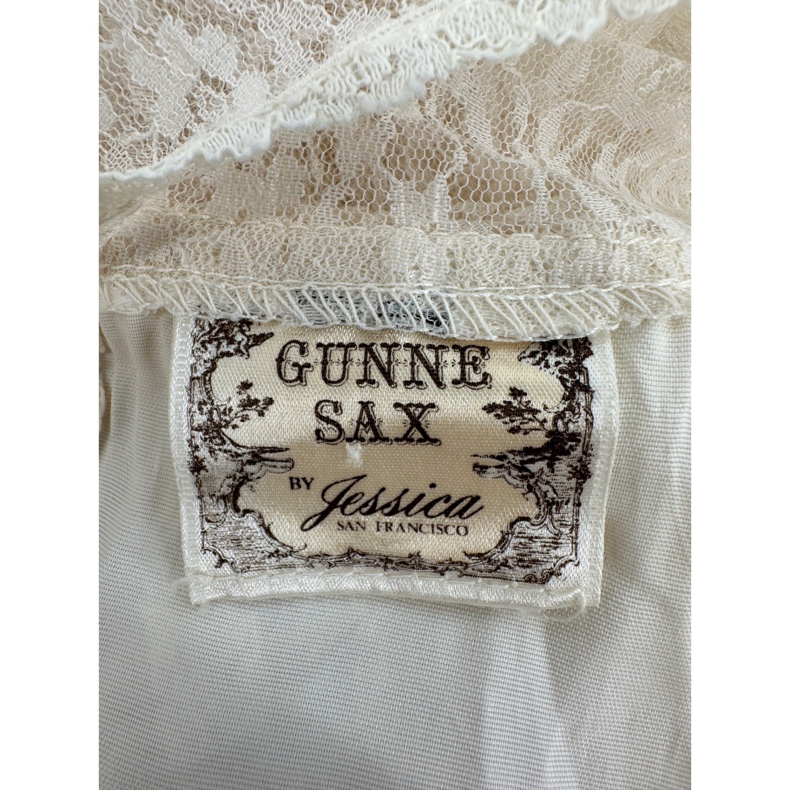 Vintage GUNNE SAX by JESSICA Lace Maxi Dress 0? Cream Prairie Cottagecore Boho