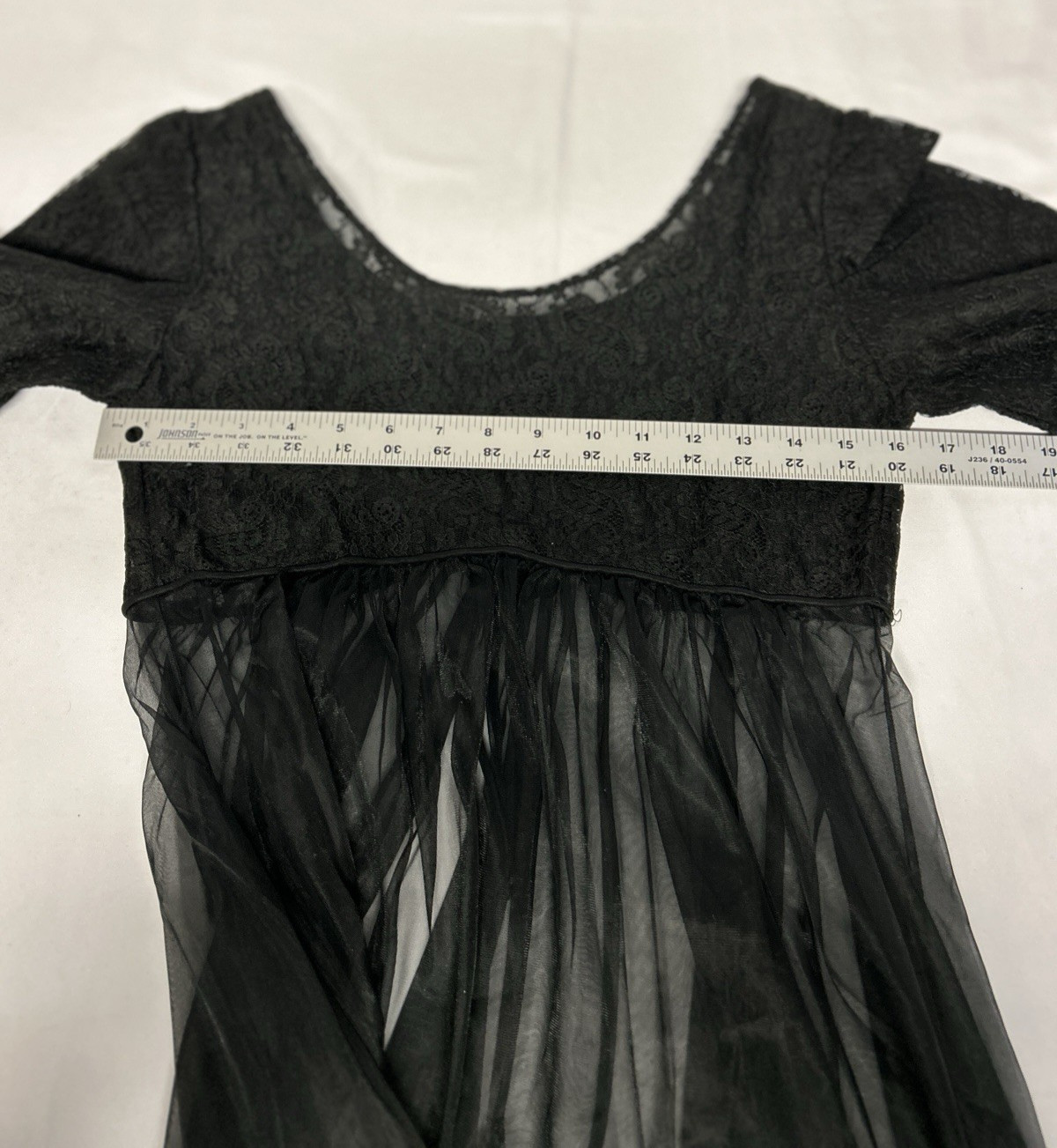 1964 VTG Lisette Women’s Size 34 (S) Black 2Pc Chiffon Peignoir Lacy Buttons