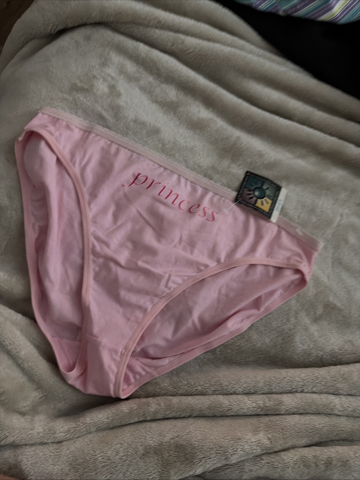 Vtg Y2K Panties No Boundaries Cotton Spandex Bikini Pink Princess Print NWT 9