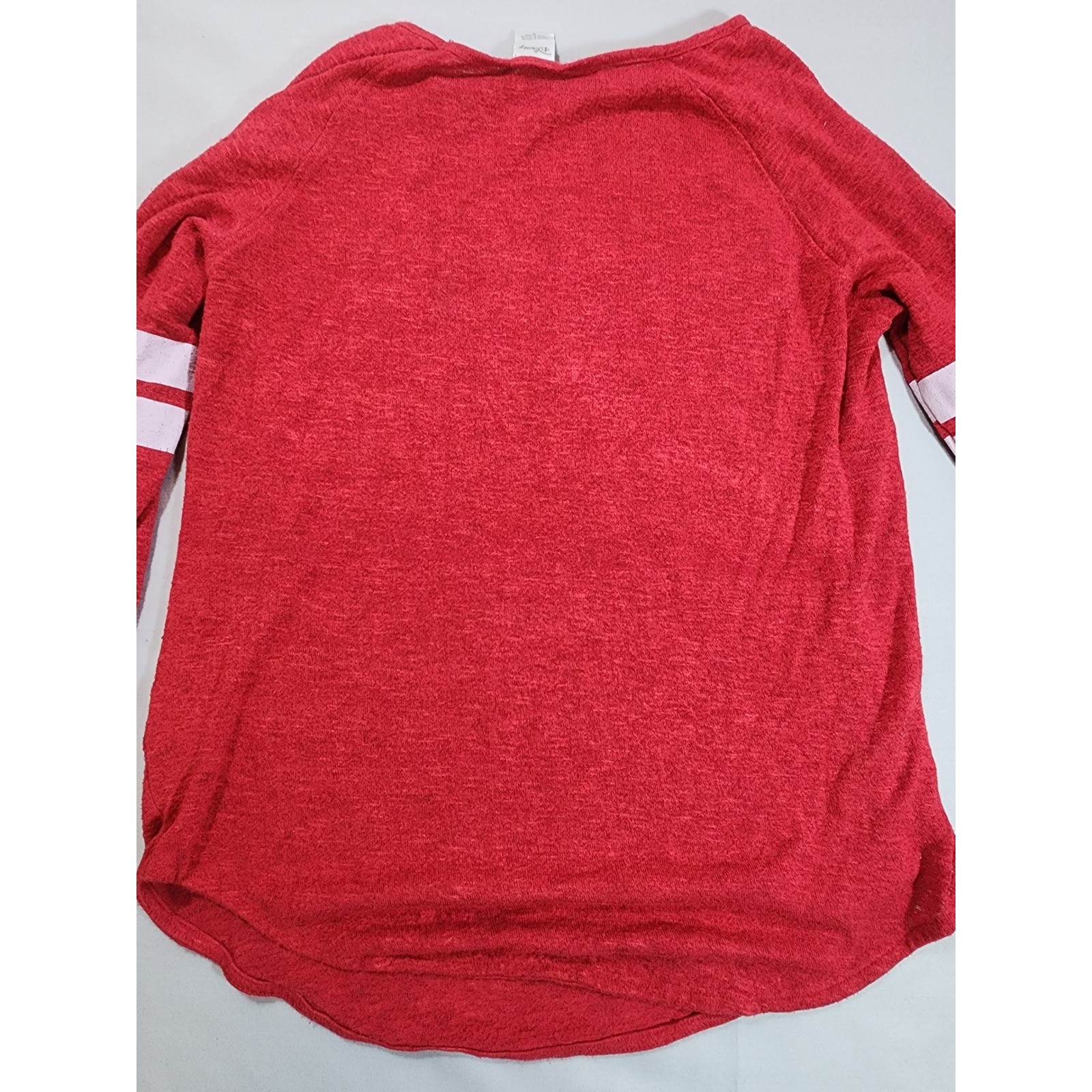 Vintage Disney Mickey Mouse Red Long Sleeve Varsity Graphic Tee Shirt Womens M