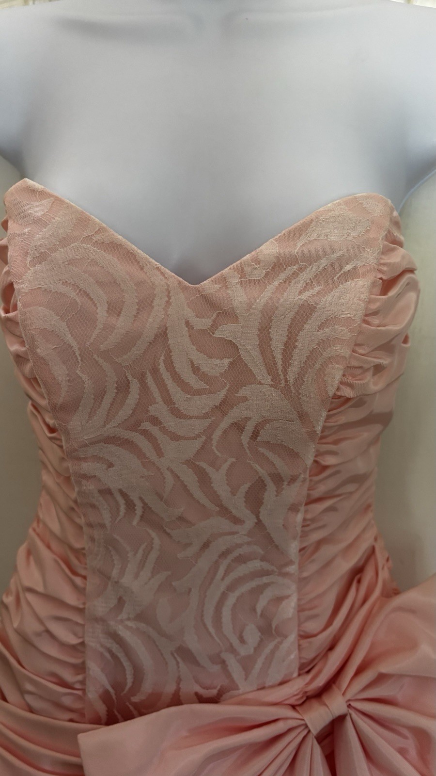 VTG 80’s ZUM ZUM PINK Moire LACE Ballet STRAPLESS Prom PARTY DRESS ILGWU S 4-6