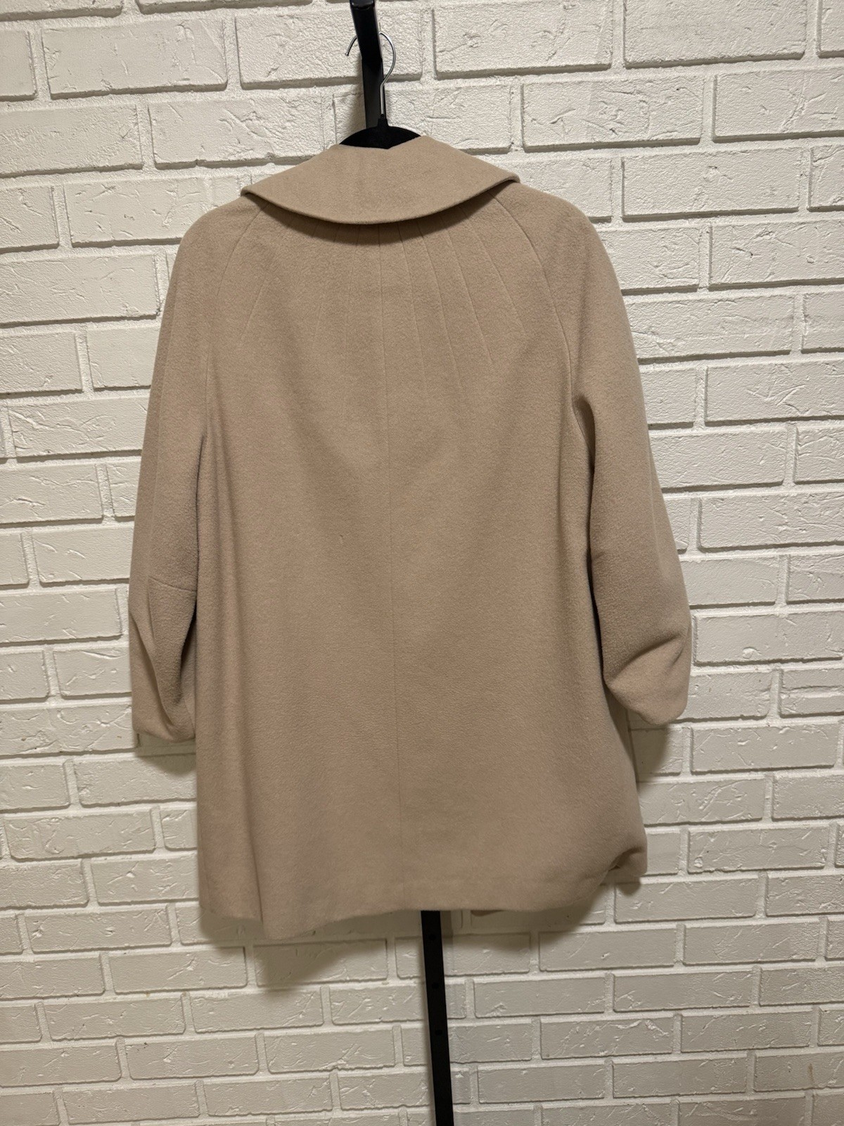Vintage 100% Cashmere Coat Women’s Camel Beige Classic Minimalist Satin Lined M