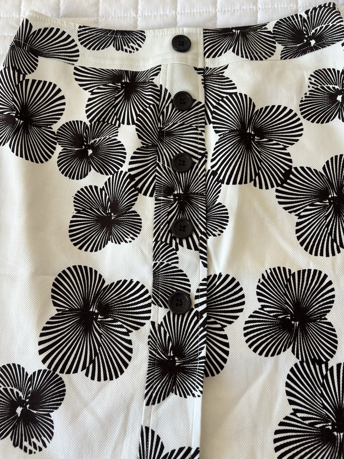 Vintage Louben 6 A-line midi skirt Off White Chocolate Brown Zipper Made Canada