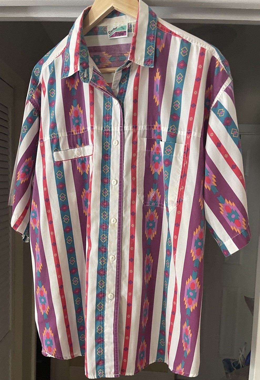 Vintage “Center Aisle Plus” 80’s Or 90’s Southwestern, Navaho Shirt, Size 44/24W