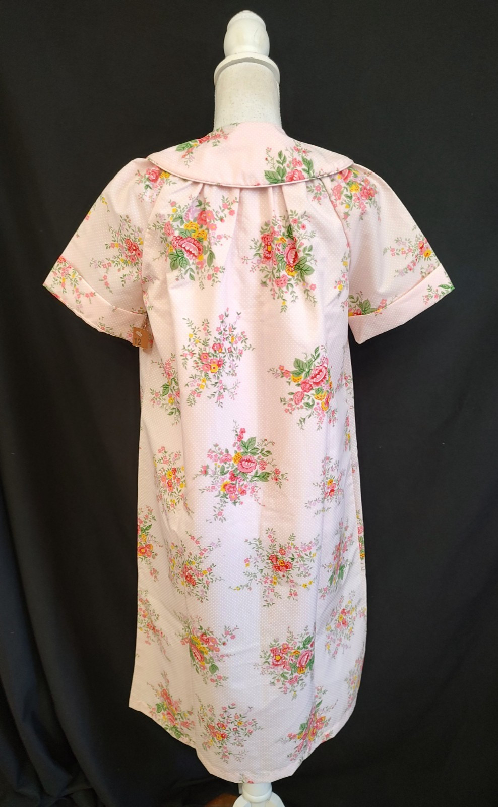 NOS 80’s Vintage House Coat Dress JC Penney Robe Pink Floral Snap Front Sz 12