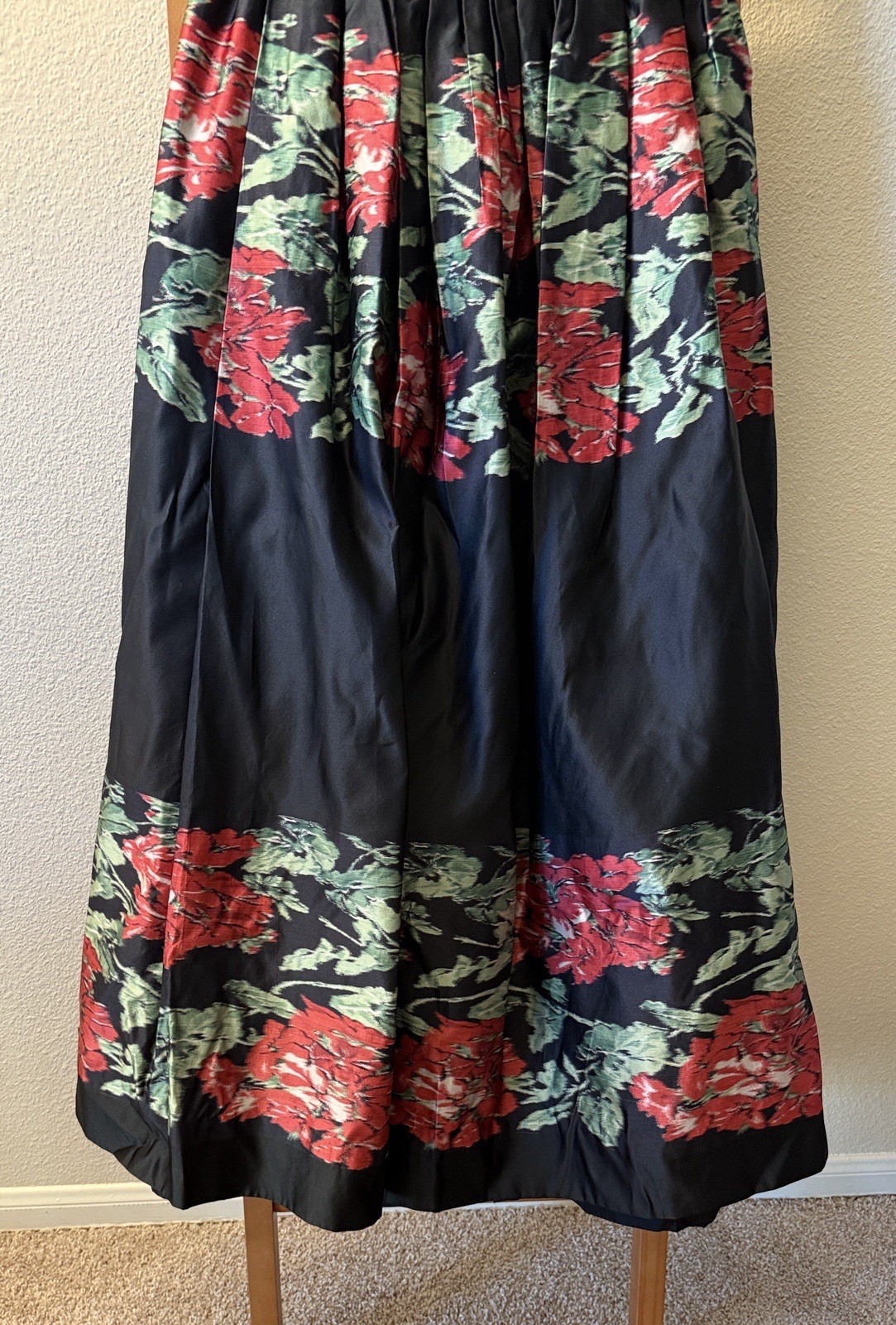 Vintage Adolfo black red and green full Maxi ball skirt