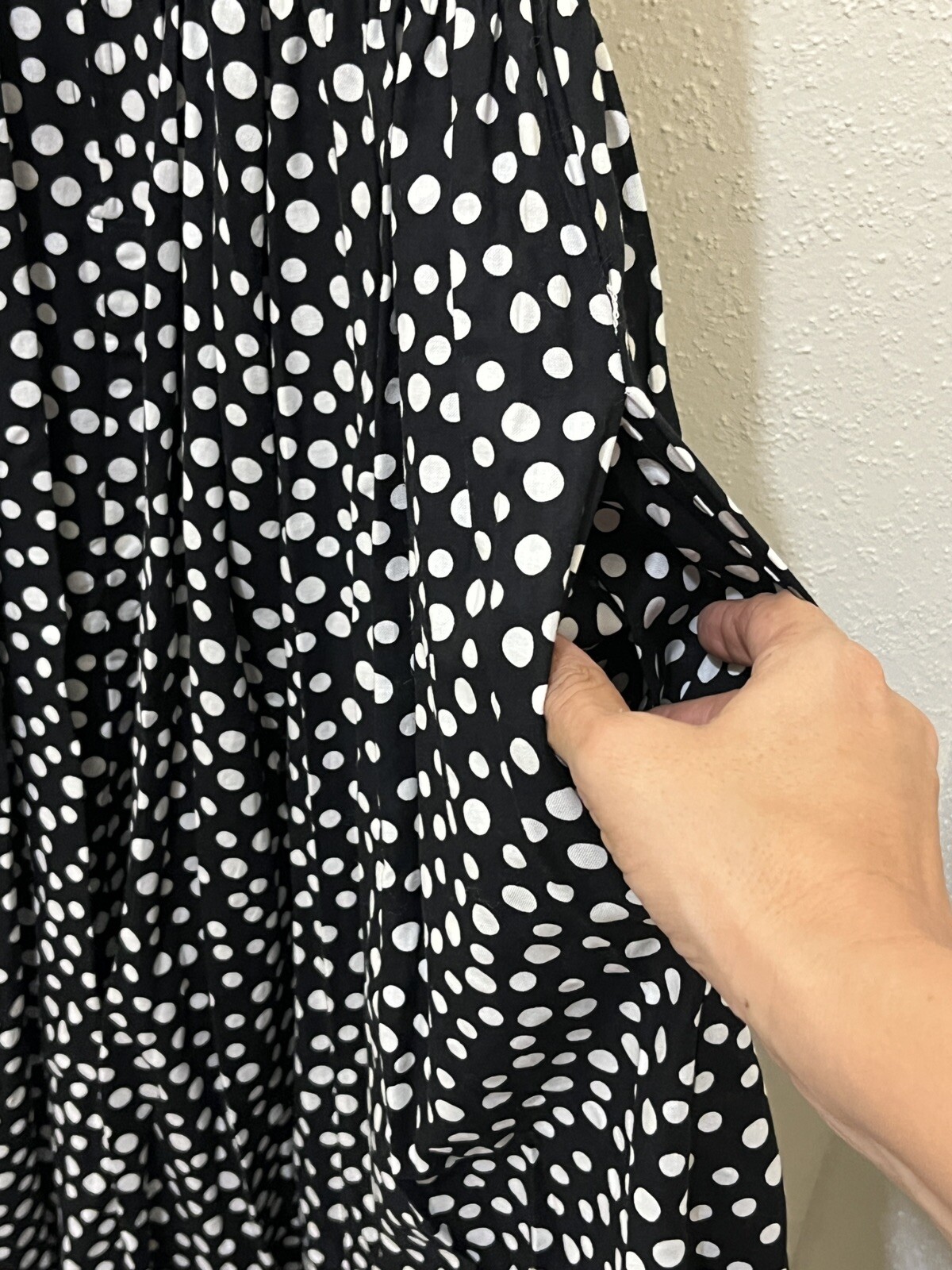 Vtg 80s Geary Roark Kamisato Dress Women 4 Black Polka Dot Pinup Rockabilly Maxi
