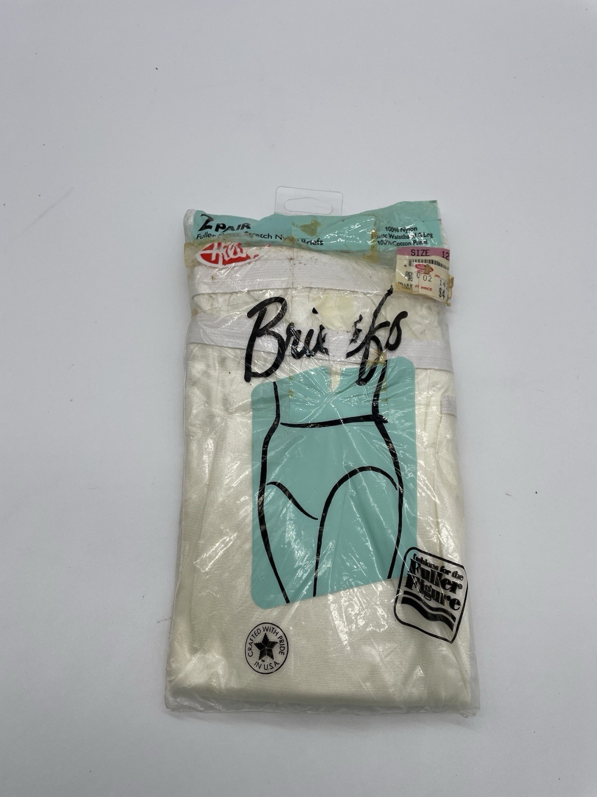 Vtg Hills Classic- 2 Briefs High Waisted Full Coverage Full Figure Size 12 Nylon
