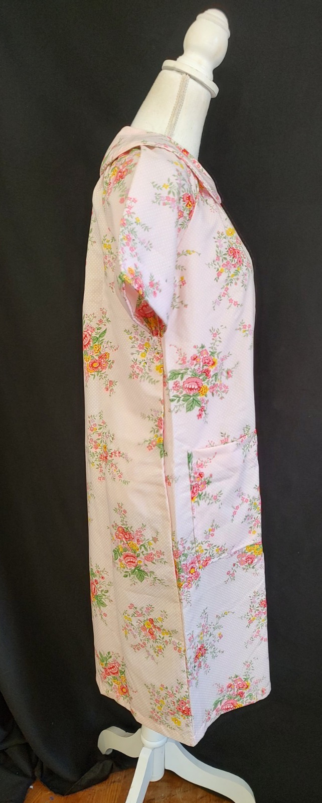 NOS 80’s Vintage House Coat Dress JC Penney Robe Pink Floral Snap Front Sz 12