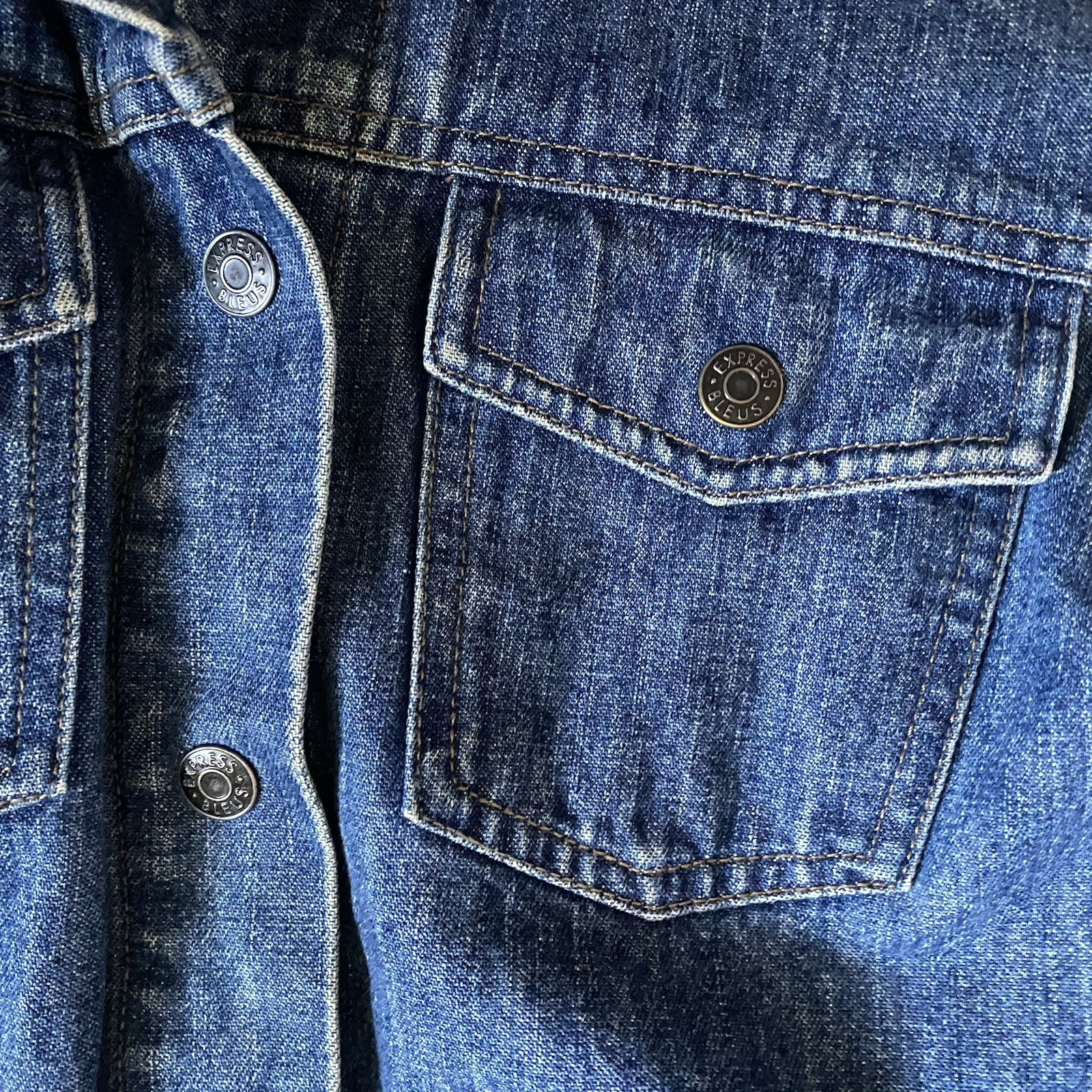 Express Bleus Belted Denim Jacket 100% Cotton Size S Y2K Utility Hong Kong VTG