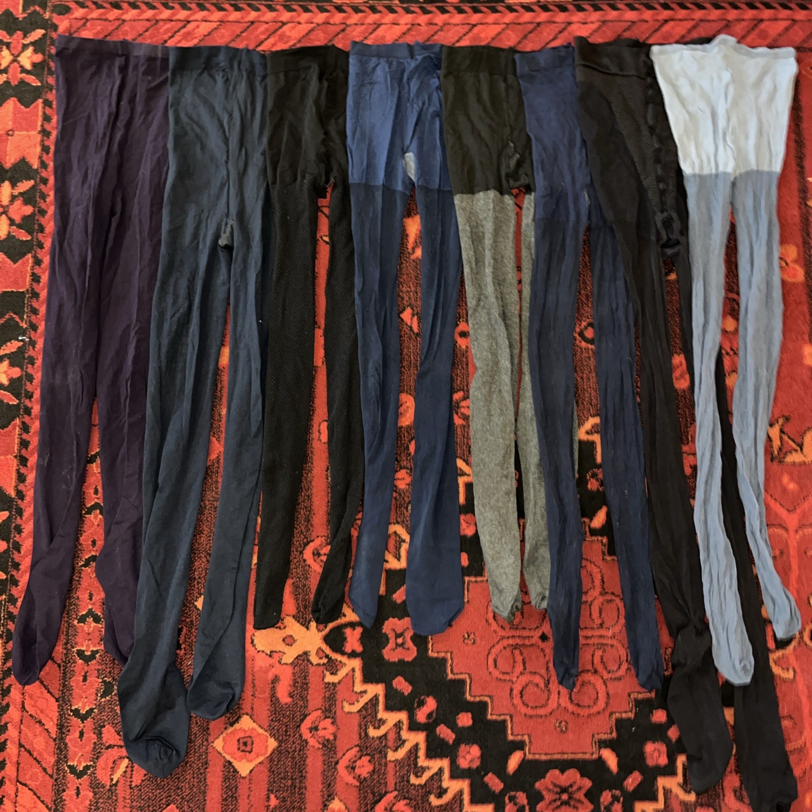 Lot Of 8 Vintage Women’s Black & Blue Nylons