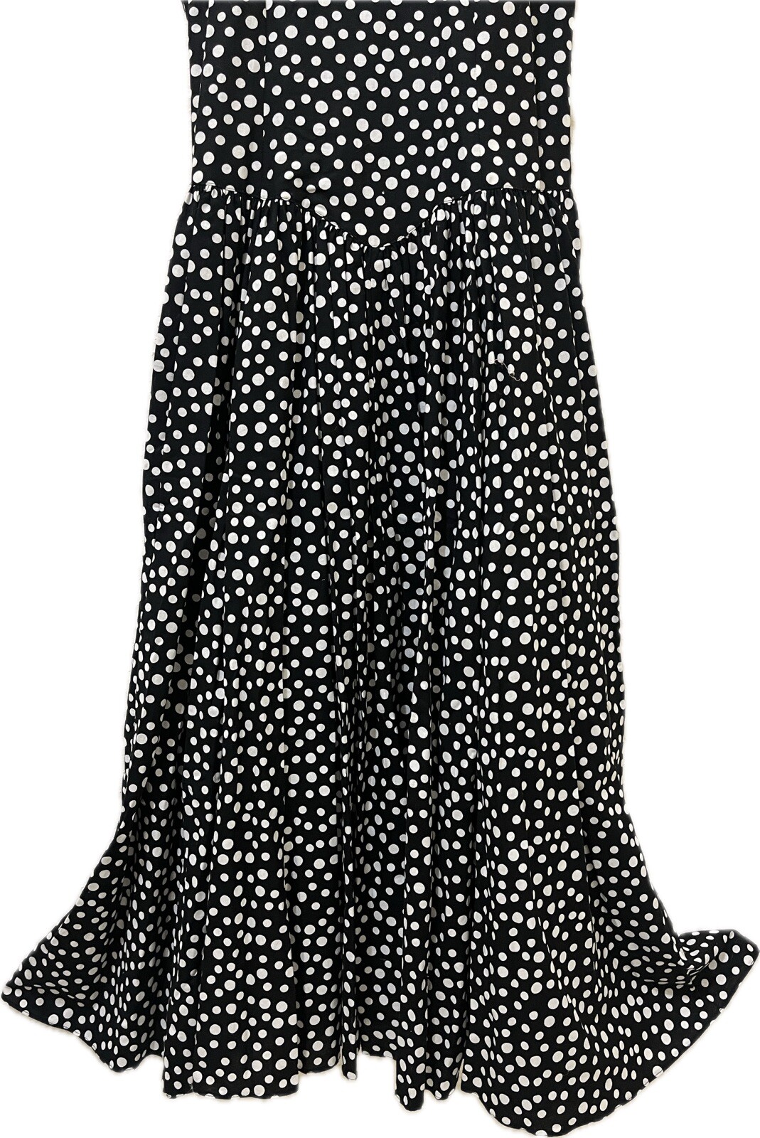 Vtg 80s Geary Roark Kamisato Dress Women 4 Black Polka Dot Pinup Rockabilly Maxi