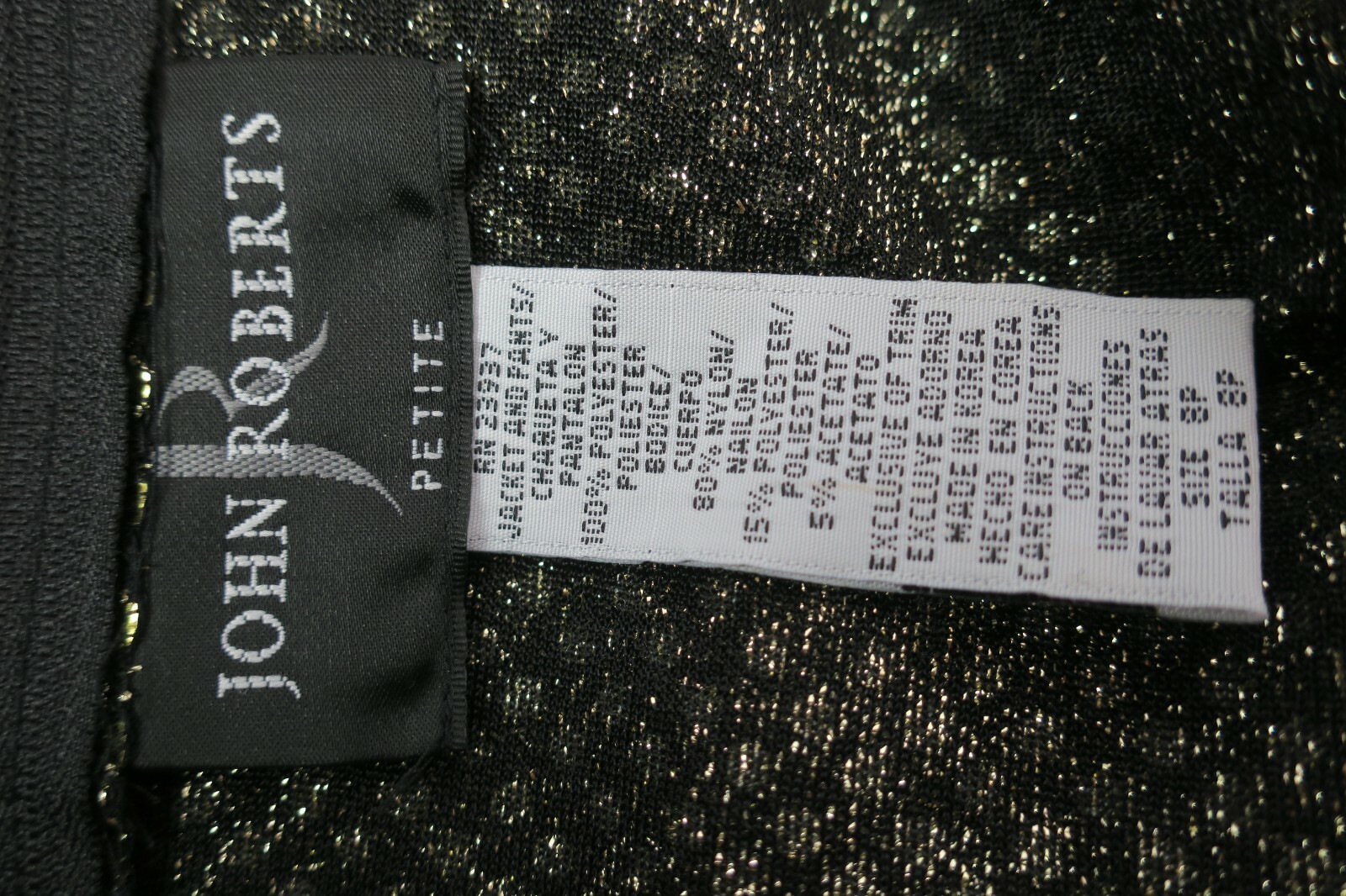 VTG 70s 80s Retro John Roberts Jumpsuit Disco Sequin Gold Black Romper sz 8P