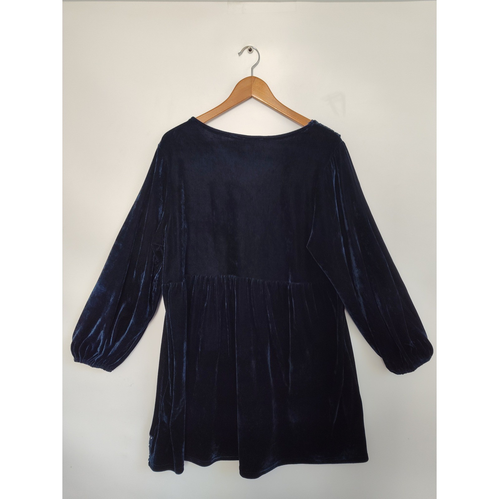 RusttyDustty Babydoll Dress 1X Velvet Y2k Blue Lace Trim Whimsigoth Vampire Emo