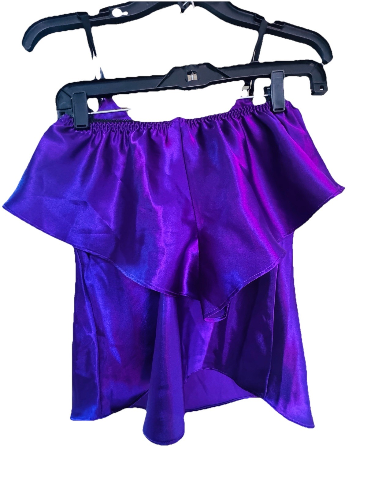Vintage Frederick’s of Hollywood lingerie 2Pc Iridescent, Purple Black Satin Med