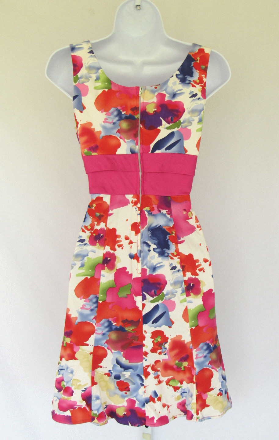 VINTAGE 1990s ALYN PAIGE FLORAL DRESS SIZE 7/8 COTTON SPANDEX LINED BUST