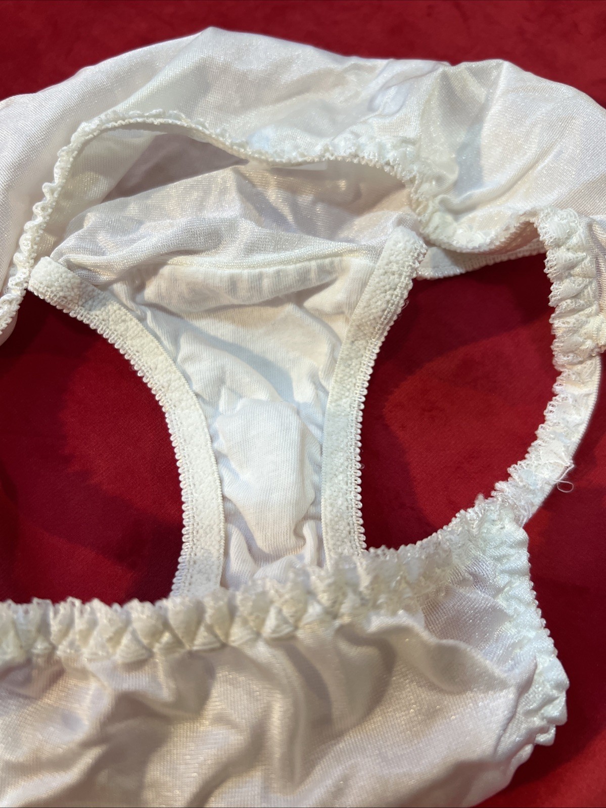 Vtg Escante String Bikini Panties Medium Nylon Sissy White Mexico 1990’s Large